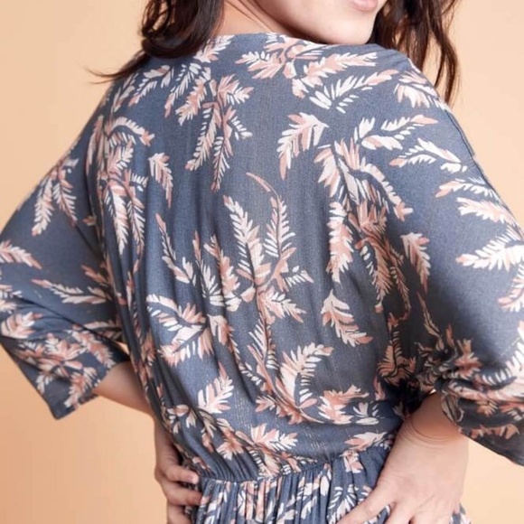 Daly Feather Print Faux Wrap Dress - Picture 4 of 4